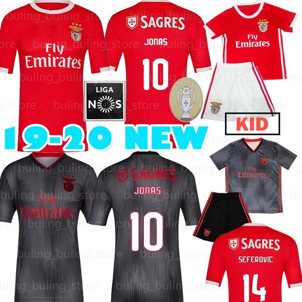 

19 20 benfica 10 jonas soccer jerseys 11 gabrielb pizzi 14 seferovic zivkovic salvio kalaica 2019 2020 home men kid kits football shirts, Black;yellow