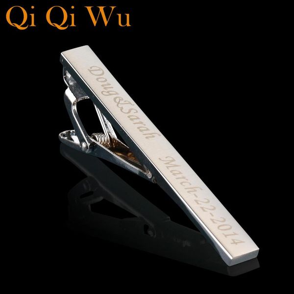 

qi qi wu personalized custom silver tie clip for men's jewelry customized engraved name tie bar wedding gifts groom men tie pin ftqym