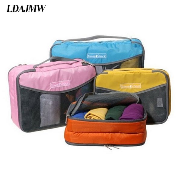 

ldajmw nylon waterproof material mesh travel luggage packing mesh bags clothes toiletry kit organizer zipper hand storage pouch