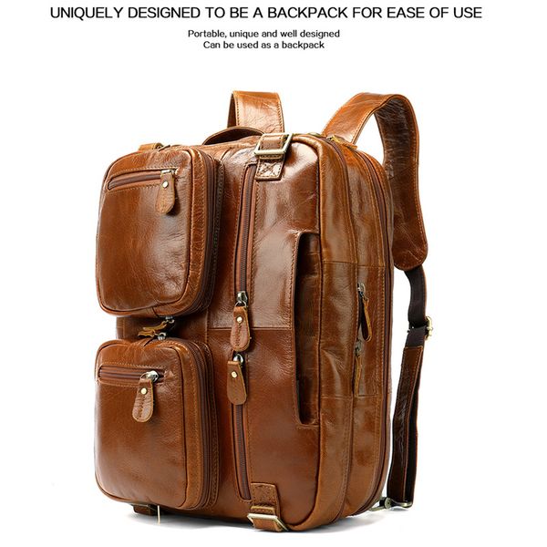 

2019 cowhide handbags large capacity men genuine leather backpack bag men's crossbody bags leather multifunction lapbags
