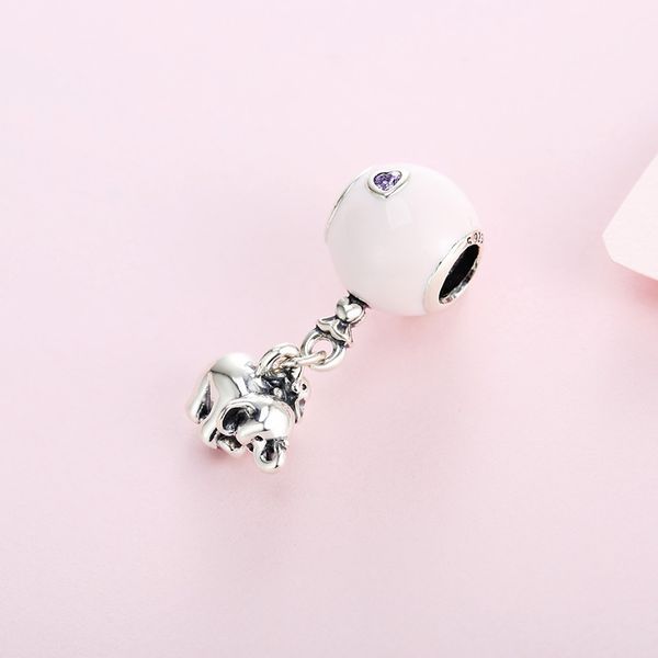 

новый подлинный реальный стерлингового серебра 925 фиолетовый слон пандора шарик прелести подходят браслет пандоры, Black