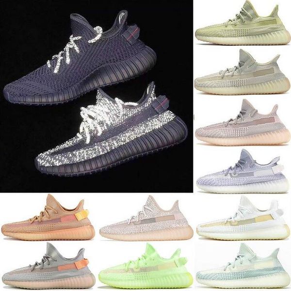 

with box yecheil yeshaya black static reflective clay sesame men women running shoes kanye west designer cloud white glow training sneakers