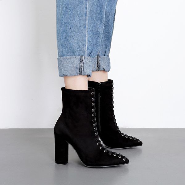 

ltarta 2019 autumn women winter boots ladies boots 2018 winter sharp zipper thick knight women shoes zl-a999-5, Black