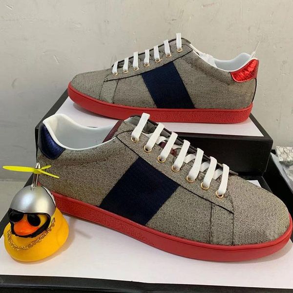 

2020designer shoes black new bee web embroidered men women ace genuine leather designer sneakers white fashion casual shoes