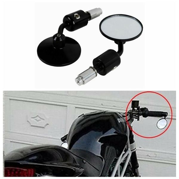 

motorcycle universal cnc 7/8" handle bar end 3" round side rear view mirrors new black/red/silver/blue