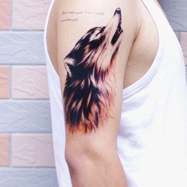 

new waterproof tattoo stickers big disposableroar wolf tattoo stickers w22521