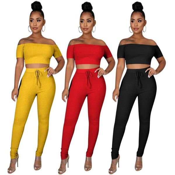 

two piece set women summer clothes 2 piece set women outfits long sleeve crop pants two pieces sets summer clothes 2020, White