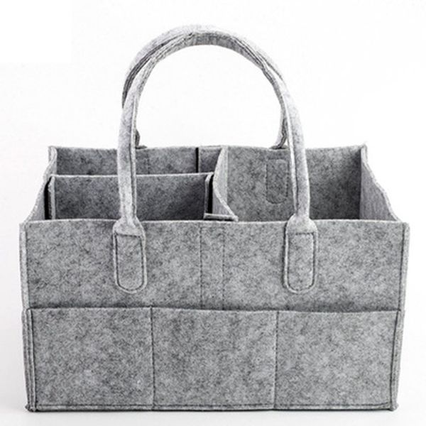 

baby diaper bags gray infant diaper tote bag portable car travel organizer felt basket newborn girl boy nappy storage bag zza1411-5