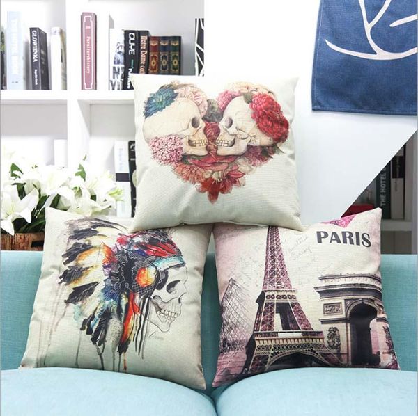 

modern skeleton colorful pillowcase digital print sofa decorative pillowcase personalized cotton linen pillowcase