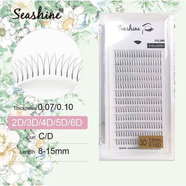 

false eyelashes seashine lashes premade volume fans long stem 3d/4d/5d/6d russian eyelash extension faux mink