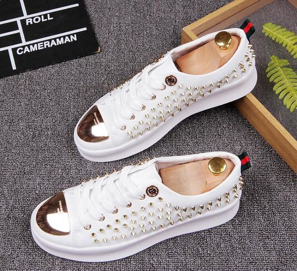 

british mens trendsetter rivet punk rock dance thick bottom platform casual shoes loafers male walking dress moccasins zapatos c13, Black