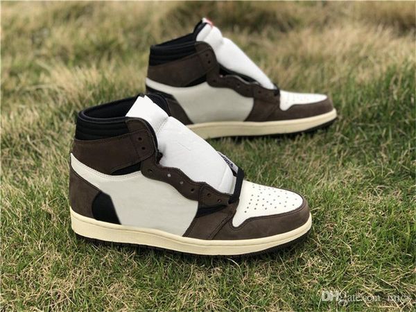 

аутентичные 2020 трэвис скотт x air 1 high og ts sp мужчины с низким баскетбольная обувь sail dark mocha university открытый кроссовки кросс