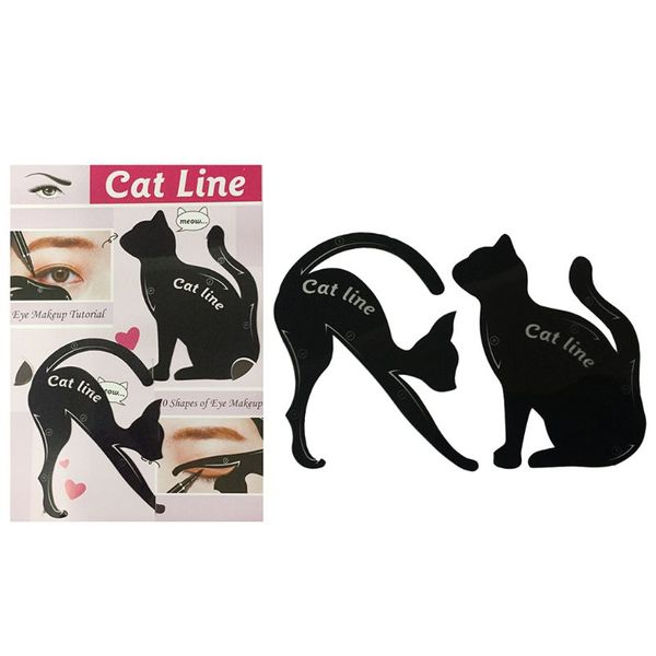 

2pcs eyeliner drawing cat shape template cards fashion cosmetic tool kits smoky cat eyes makeup accessory beginner use new