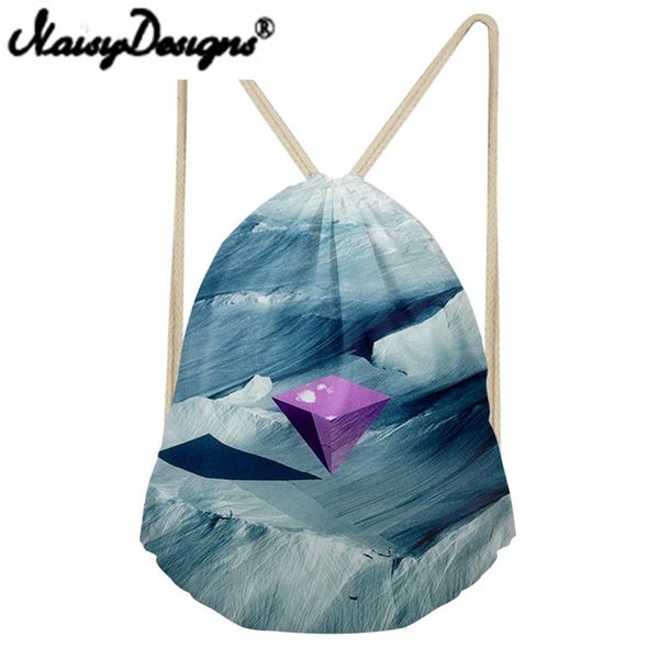 

noisydesigns inverted pyramid printing drawstring backpack for women tote string shoulder for teenagers pouch mochila