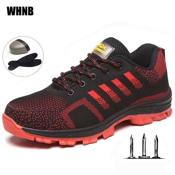 

work boots men construction outdoor steel shoes men breathable anti-piercing anti-mite safety shoes xl 35-46, Black
