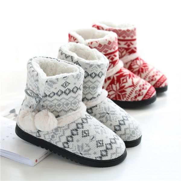 

women's cute cartoon warm soft plush home short boots cotton shoes, Black