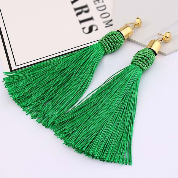 

women earrings bohemian style thread tassel drop earrings fashion geometric long dangle earring jewelry multi-color, Silver