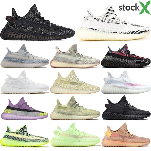 

real boost yecheil black static reflective synth antlia kanye west running shoes gid glow butter semi men women designer sports sneakers