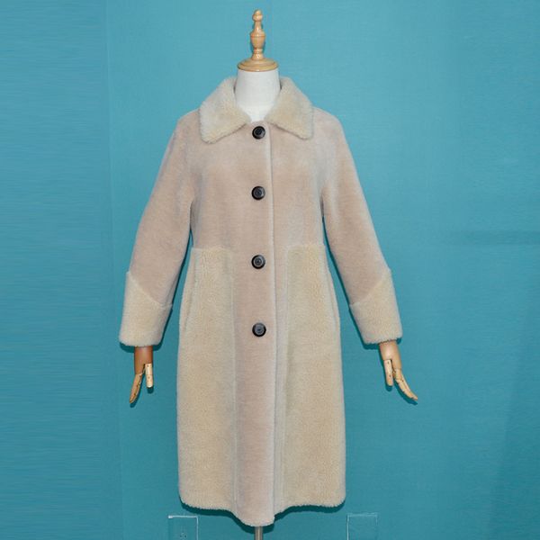 

women wool coat long autumn and winter nine points sleeve have, Black