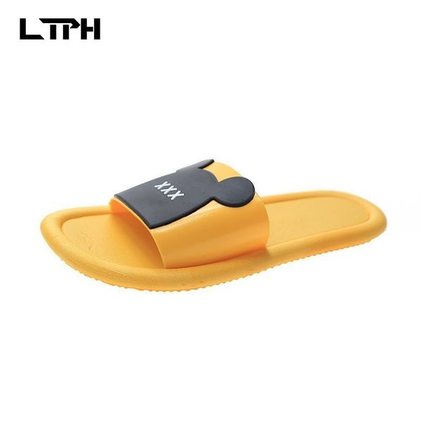 

2020summer new flat bottom home wear non-slip mouse ins fun girl word sandals and slippers women's shoes zapatos de mujer, Black