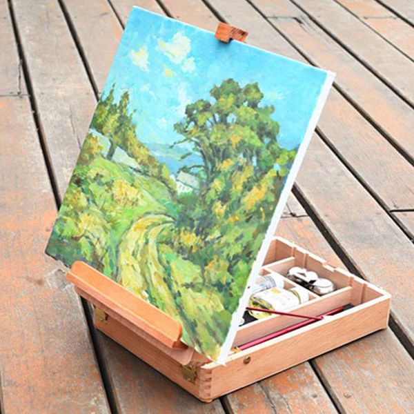 

hbx-11 portable beech sketch box with easel 36 27 11.5cm wood color fast shipping in usa