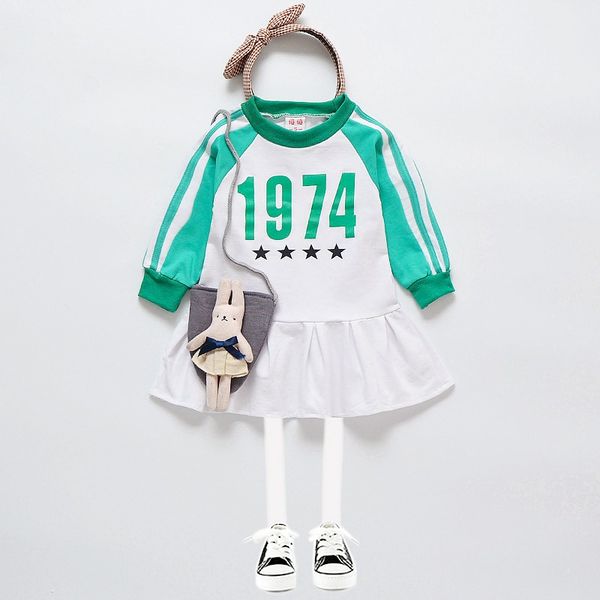 

baby girls dress осень детская одежда с длинным рукавом малыша письмо повседневная сарафан наряды одежда, Red;yellow