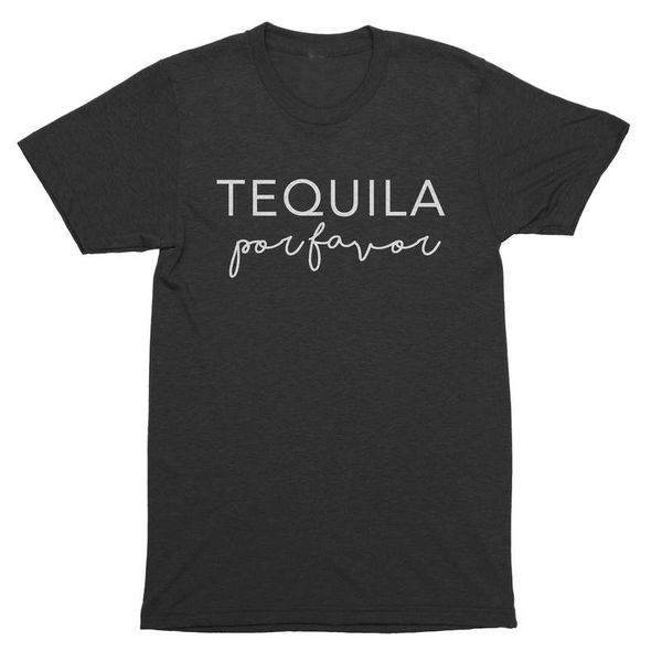 Moda-Donna Grafica T-shirt Slogan di moda Divertente Amante del bere Citazione Vacanza Maglietta Allenamento Camicia Tequila Por Favore Divertente Tequila Camicia