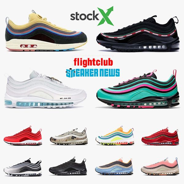 

stock x 97s cushions running shoes for men women triple s mschf x inri jesus undefeated undftd olive sean wotherspoon sneakers trainers, White;red