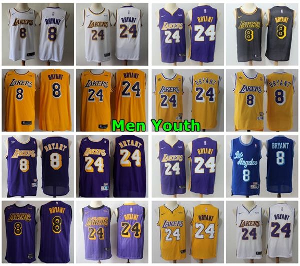 

2020 mens kids los angeles lakers kobe bryant swingman basketball jersey dense stitched retro classic mesh kobe bryant youth jersey, Black