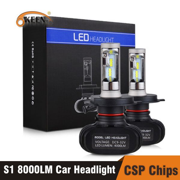 

okeen car h4 led h7 headlight 9005 9006 h3 h13 h8 880 h27 9004 9007 h11 led h1 s1 50w 8000lm 6500k headlight drop shipping