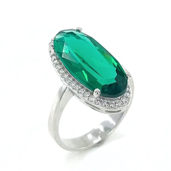 

green quartz oval cut silver ring, Golden;silver