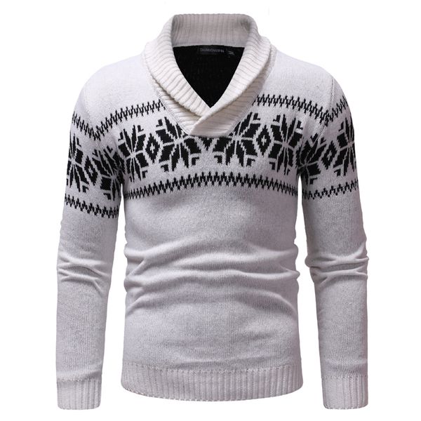 

2019 winter men's warm pattern decoration multicolor wild trend sweater large size, White;black