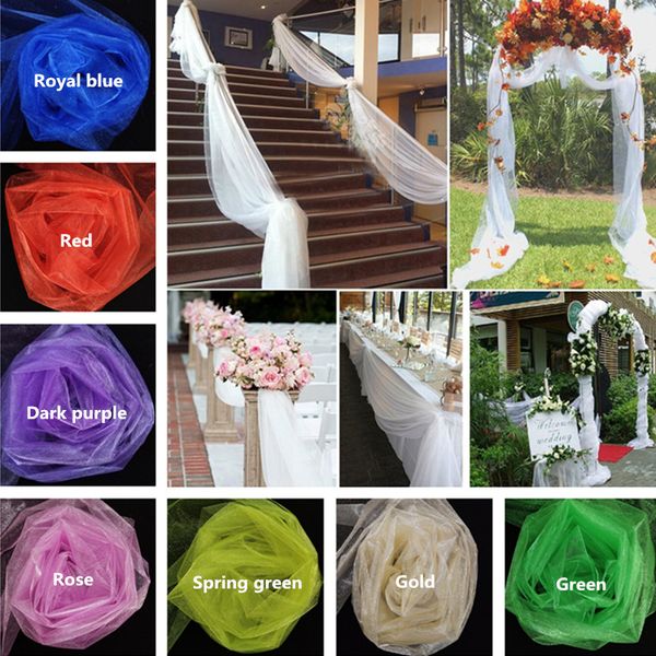 

decor tulle roll 48cm/72cm*5m/10m sheer crystal baby shower wedding decoration diy arches chair sashes party favor supplies 6z