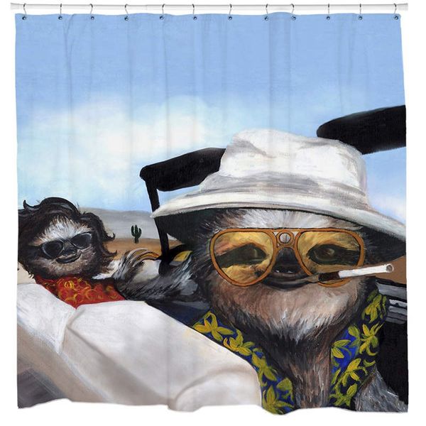 2019 Weird Sloth Shower Curtain Set Psychedelic Movie Poster