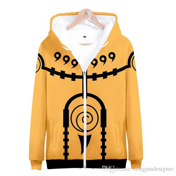 

mens autumn designer hoodies cardigan naruto 3d print long sleeve homme clothing japanese fashion cartoon casual apparel, Black