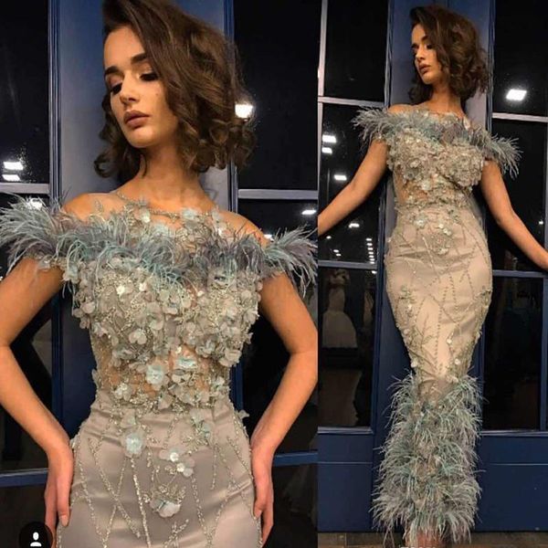 

luxury sheath homecoming dresses prom dresses feather hand made flowers beading ankle length evening gowns special occasion cocktail dress, Blue;pink