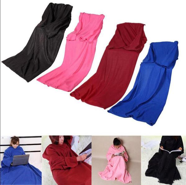 

soft warm fleece blanket robe cloak with cozy sleeves wearable sleeve blanket wearable lazy blanket 3 colors 100pcs an2634