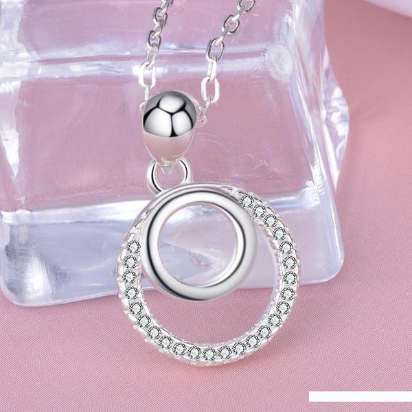 

xiaojing 925 sterling silver round pendant small circle shape luxury chain necklace with cz for lover fashion jewelry gift 2019