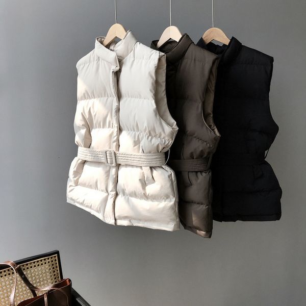 

mooirue 2019 winter autumn parka vest casual streetwear harajuku jacket woman cotton down vest bandage, Black;white