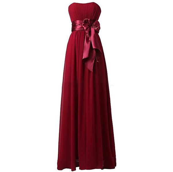 

elegant strapless chiffon burgundy bridesmaid dresses a-line bodice maid of honor dresses zipper up back long dresses for wedding guests, White;pink