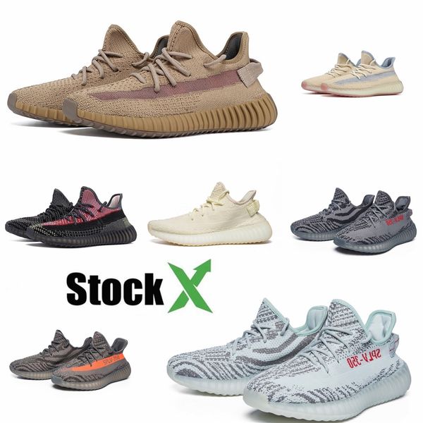 

35-45 soft vision v2 new kanye west running shoes for men women stone bone white utility black blush salt trainers sneakers #qa268