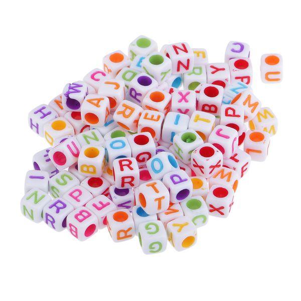 

100 pieces cubed english alphabet beads for children educational toy beads