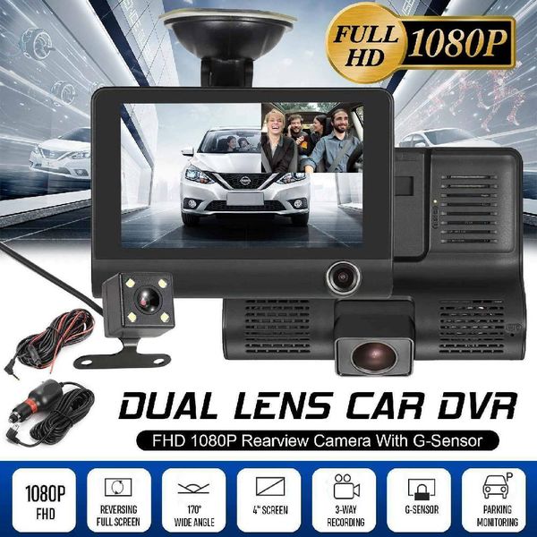 

car dvr dash cam g-sensor recorder dual lens 1080p hd 170Â° 3 lens with rearview camera lcd screen auto registrator dvrs r20