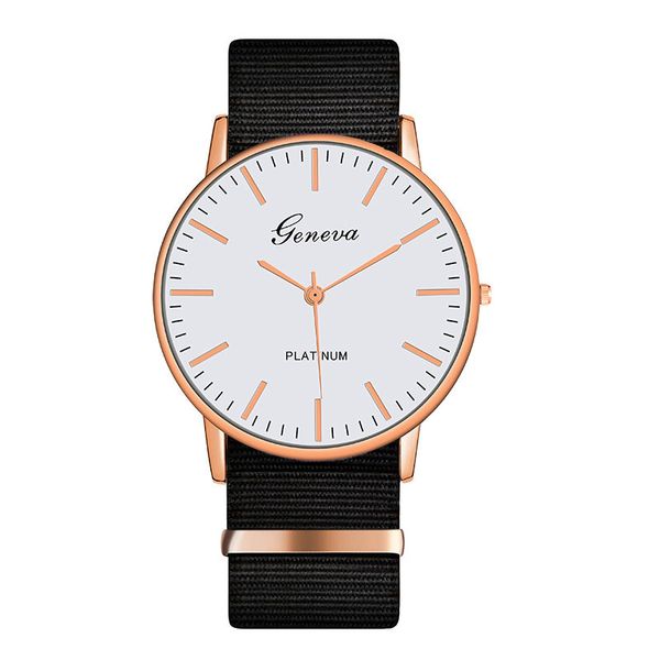 

exquisite simple nylon strap women watches luxury fashion quartz wristwatches geneva platinum woman clock montre femme, Slivery;brown
