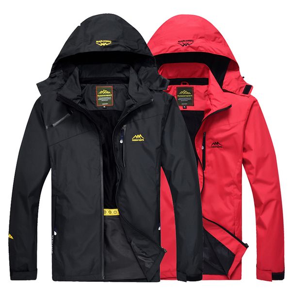 

hiking jacket men autumn outdoor sports softshell fleece jackets coats hooded climbing trekking windbreaker waterproof jackets, Blue;black