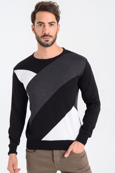 

heyss o-neck men 's sweater sweater, White;black