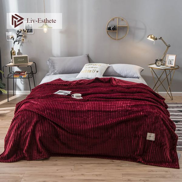 

liv-esthete fashion milk velvet wine red travel throw blanket flannel blanket queen king all season for sofa bed drop ship