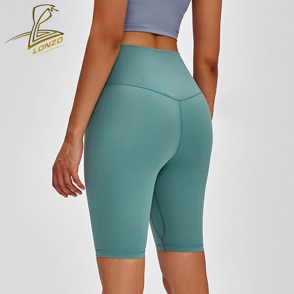 

лонзо 2020 йога высокой талии спортивные шорты женский сплошной цвет быстро сохнет фитнес работает 5 баллов шорты lcp103, White;red