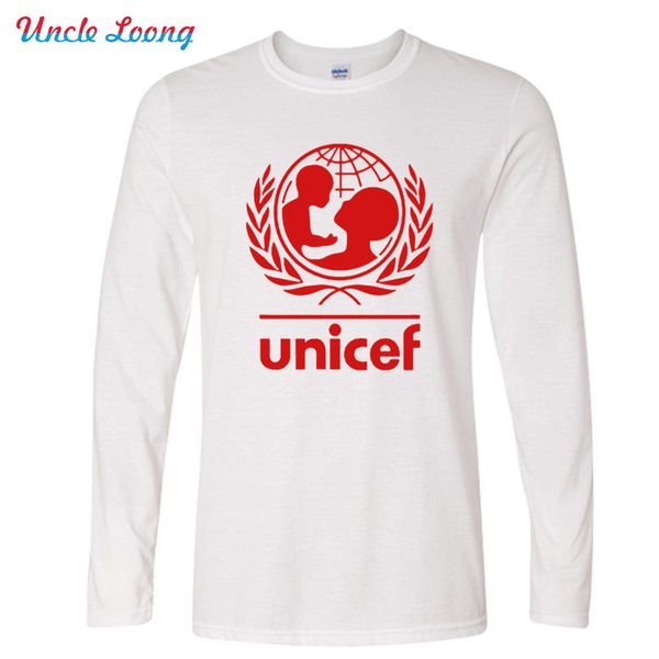 

mens designer clothes brand polo unicef world society t shirts autumn o neck cotton long sleeve man tees fashion normal logo, White;black