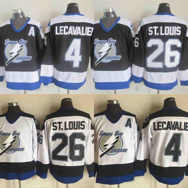 

26 Martin St. Louis Tampa Bay Lightning 4 Vincent Lecavalier White Black Men Stitched Hockey Jerseys
